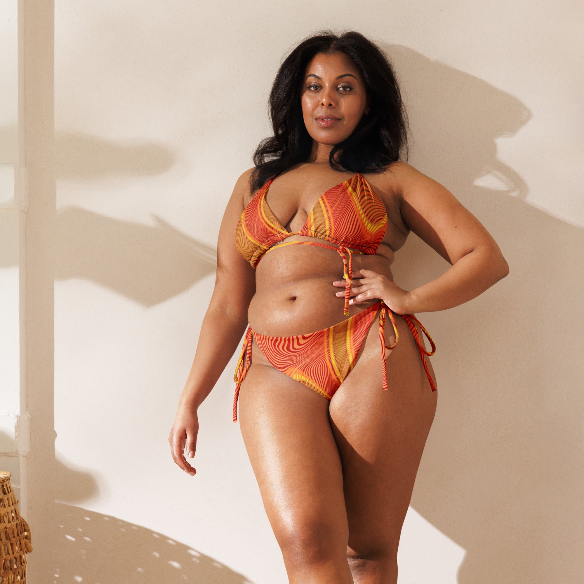 Orang smudge All-over print string bikini